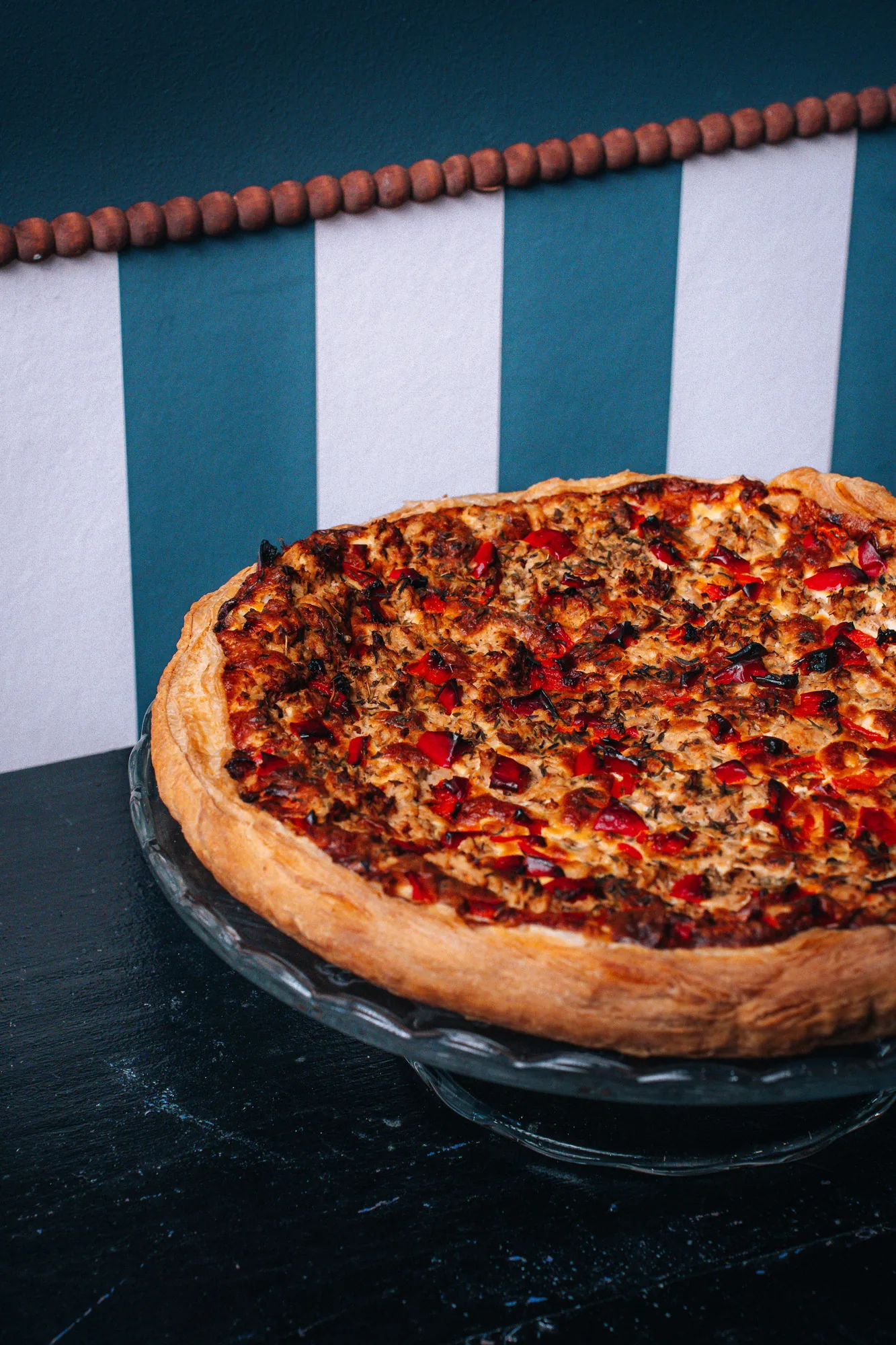 Tarte aux poivrons confits, faite maison